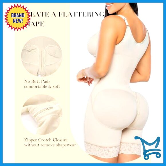 Full Body Shapewear Bodysuit Tummy Control Butt Lifter Postpartum Zipper Crotch - Picture 5 of 7